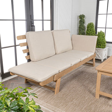 Hartley 2-Seat Modern Scandinavian Folding Wood Outdoor Day Bed Sofa - JONATHAN Y